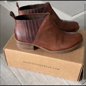 Brown leather ankle boots
